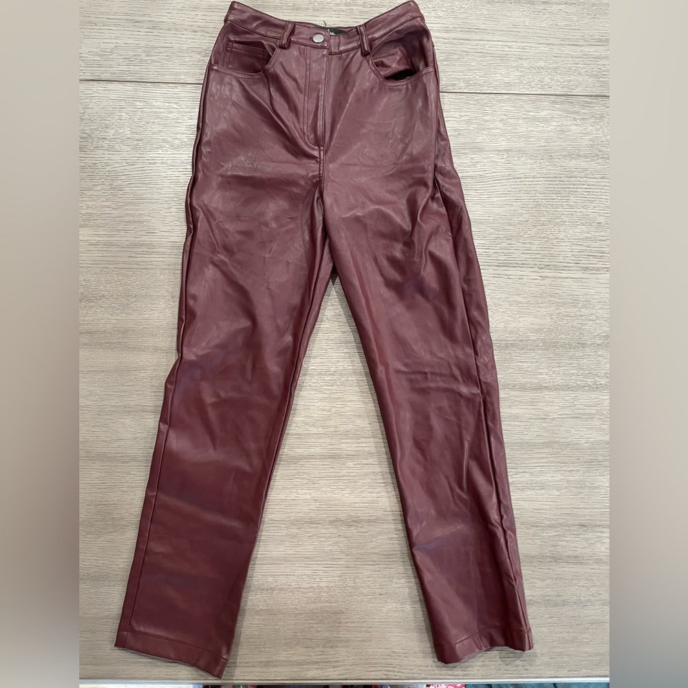 Lulu's Burgundy Faux Leather Pants